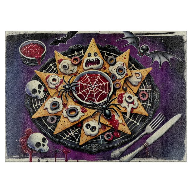 Tabla De Cortar Spiderweb Salsa & Haunted Chips (Anverso)