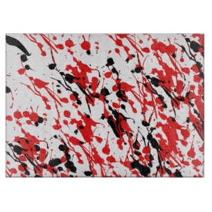 Tabla De Cortar Splash y Drin Arte Vidrio Rojo y Negro