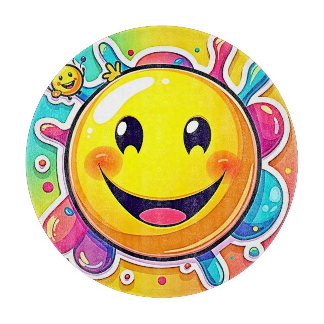 Tabla De Cortar Splashy Happy Emoji Diversión (Anverso)