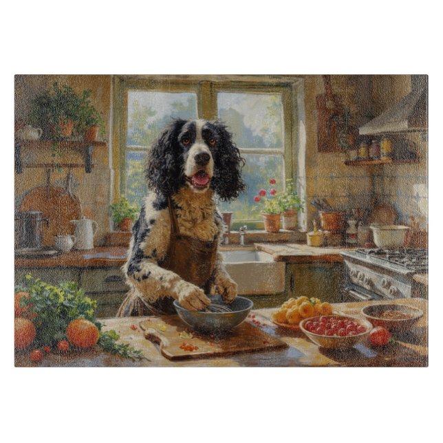 Tabla De Cortar Springer Spaniel Cooking in Kitchen (Anverso)