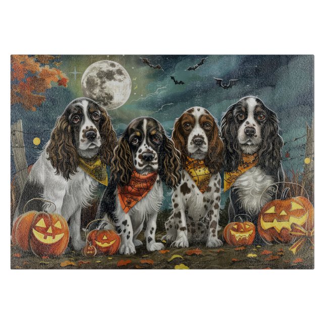 Tabla De Cortar Springer Spaniel Halloween Espeluznante (Anverso)