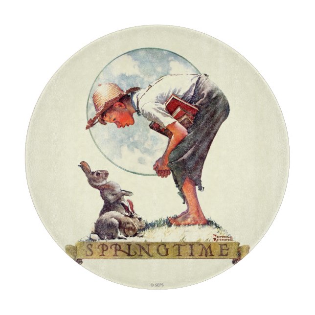 Tabla De Cortar Springtime, 1935 chico con conejito (Anverso)