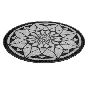 Tabla De Cortar Star Mandala tejiendo blanco y negro