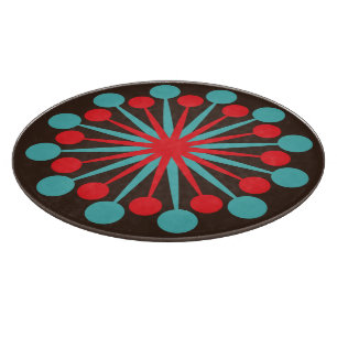 Tabla De Cortar Starburst Mid Century Turquesa Rojo Moderno