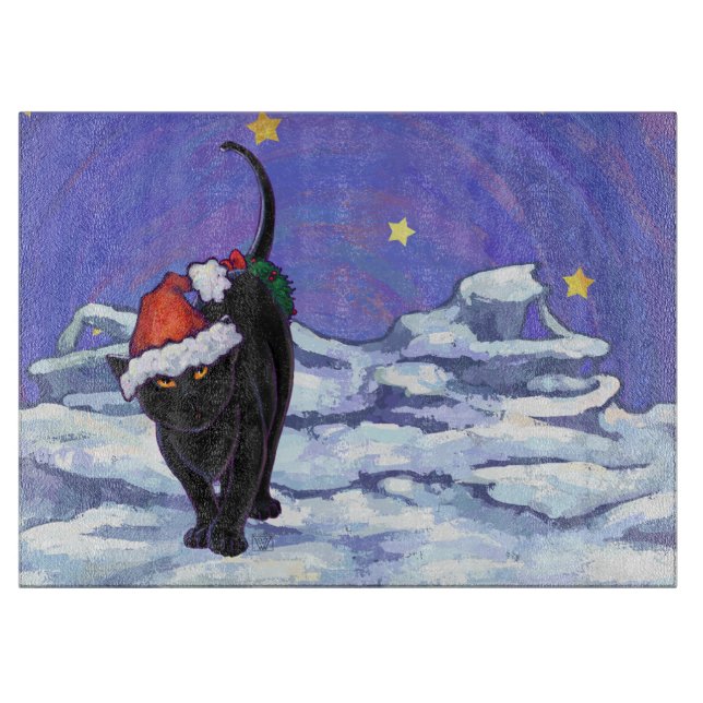 Tabla De Cortar Starry Night Black Cat Navidades (Anverso)