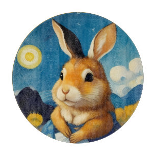 Tabla De Cortar Starry Spring Bunny Glass Cutting Board