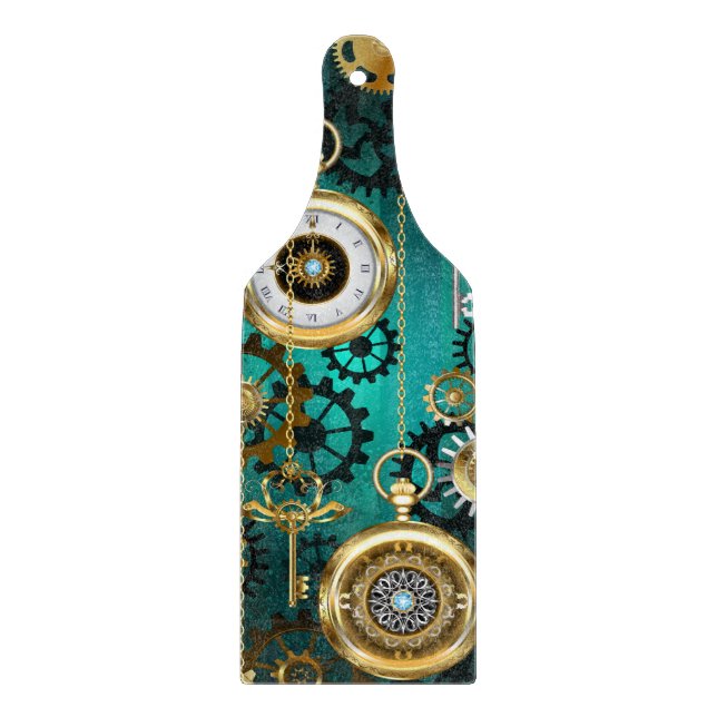 Tabla De Cortar Steampunk Jewelry Watch sobre un fondo verde (Anverso)