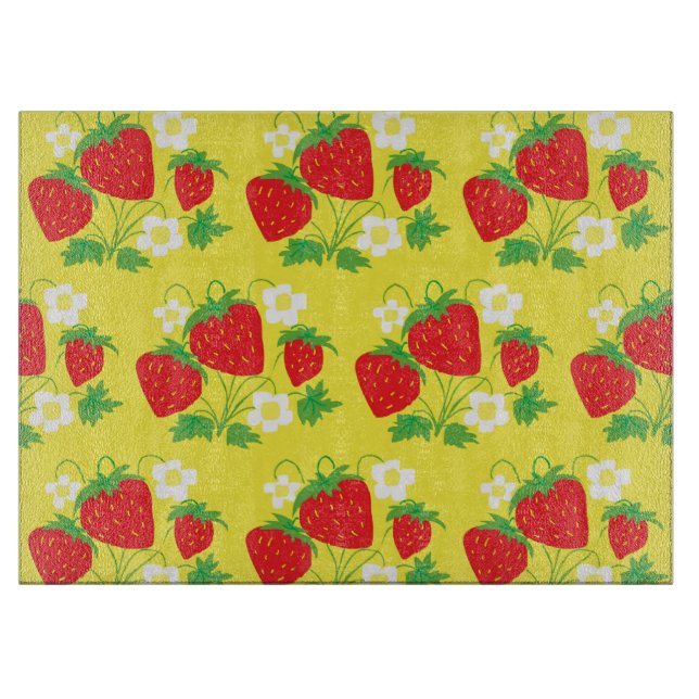 Tabla De Cortar Strawberry and Flower Yellow Pattern (Anverso)
