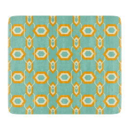 Tabla De Cortar Stylized geometric pattern in bold orange hexagon