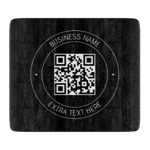 Tabla De Cortar Su código QR y texto editable Negro y blanco