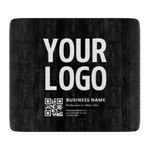 Tabla De Cortar Su logotipo con código QR editable y texto