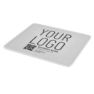 Tabla De Cortar Su logotipo con código QR editable y texto