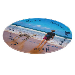 Tabla De Cortar Su placa de corte de fotos con texto Personalizado