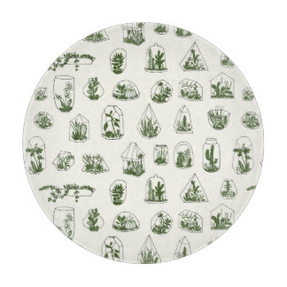 Tabla De Cortar Suculento Florario: Diseño Geométrico Vintage.