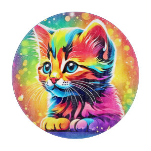 Tabla De Cortar Sueño de gatito arcoiris