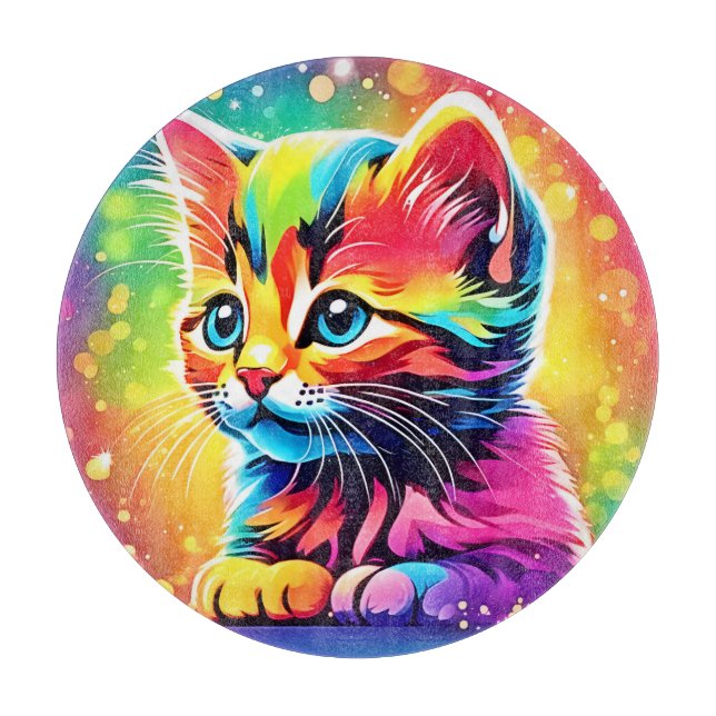 Tabla De Cortar Sueño de gatito arcoiris (Anverso)