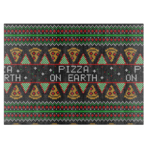Tabla De Cortar Suéter de Navidades feos de Pizza