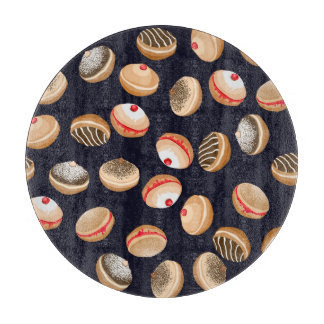 Tabla De Cortar Sufganiyot Donuts: Patrón de cosecha de Hanukkah