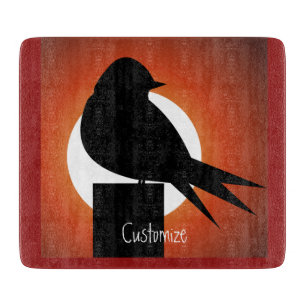 Tabla De Cortar Sun Thunder_Cove de la silueta de pájaro negro