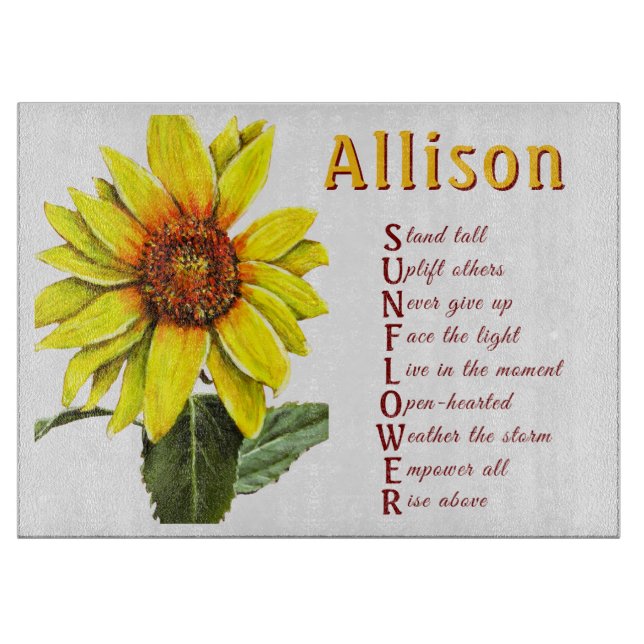 Tabla De Cortar Sunflower Positive Encouragement Cutting Board (Anverso)