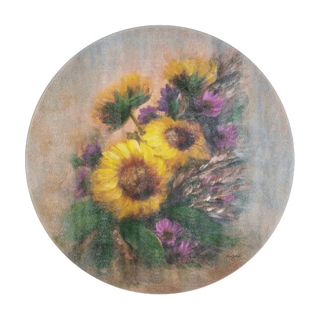 Tabla De Cortar Sunflowers 12" Round (Anverso)