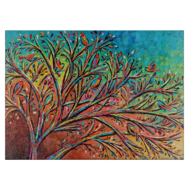 Tabla De Cortar Sunrise Treetop Birds II (Anverso)