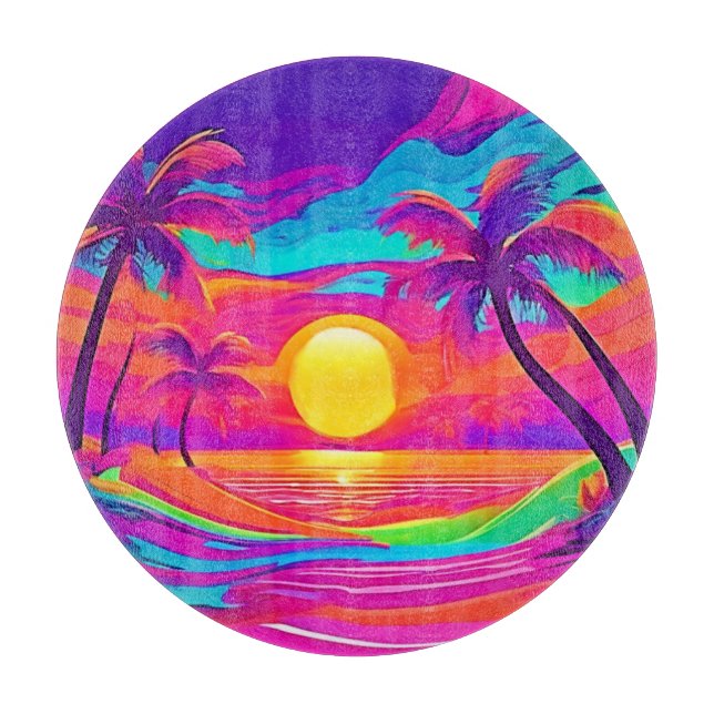 Tabla De Cortar Sunset azul y Naranja (Anverso)