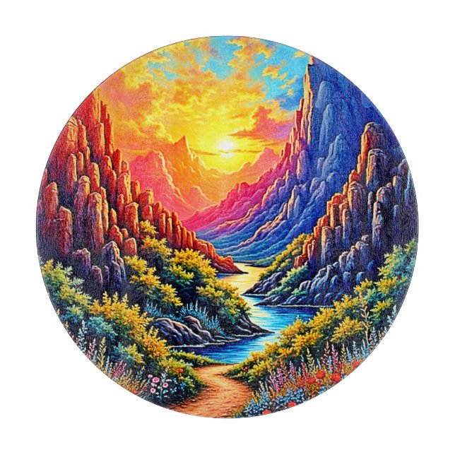 Tabla De Cortar  Sunset Canyon River Art (Anverso)