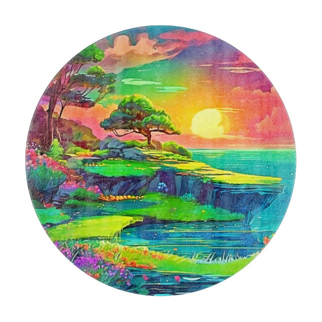 Tabla De Cortar Sunset Cliff Paradise Art (Anverso)