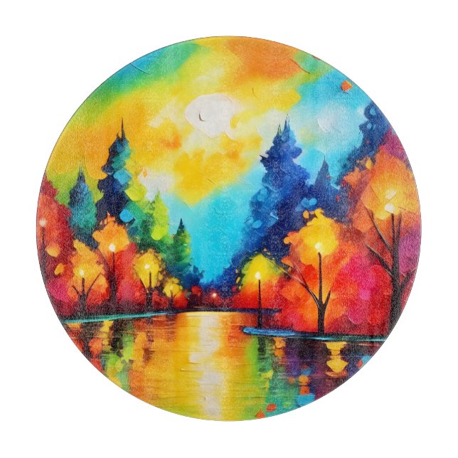 Tabla De Cortar Sunset forestal encantado (Anverso)