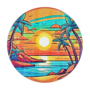 Tabla De Cortar Sunset tropical: Costa Viviente