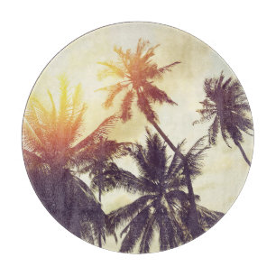 Tabla De Cortar Sunset tropical: Palm Silhouette Vintage