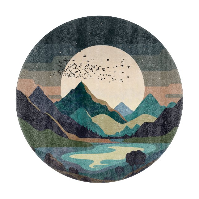 Tabla De Cortar Superluna En El Lago (Anverso)