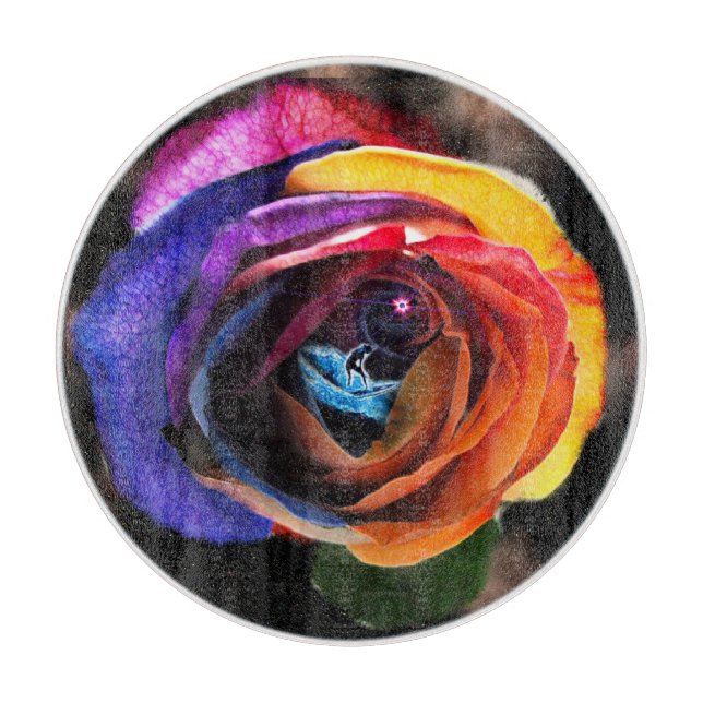 Tabla De Cortar Surfing the Rainbow Rosa (Anverso)