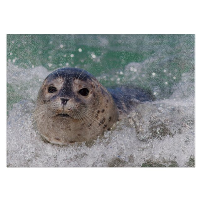 Tabla De Cortar Surfista de focas para bebés (Anverso)