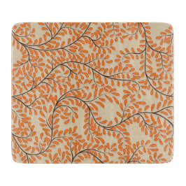 Tabla De Cortar Swirling Orange Leaves on Beige Background
