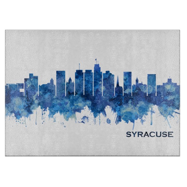 Tabla De Cortar Syracuse New York Skyline Blue (Anverso)