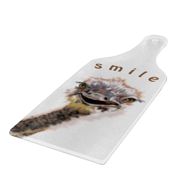 Tabla De Cortar Tablero con avestruz feliz - Sonrisa (Borde)