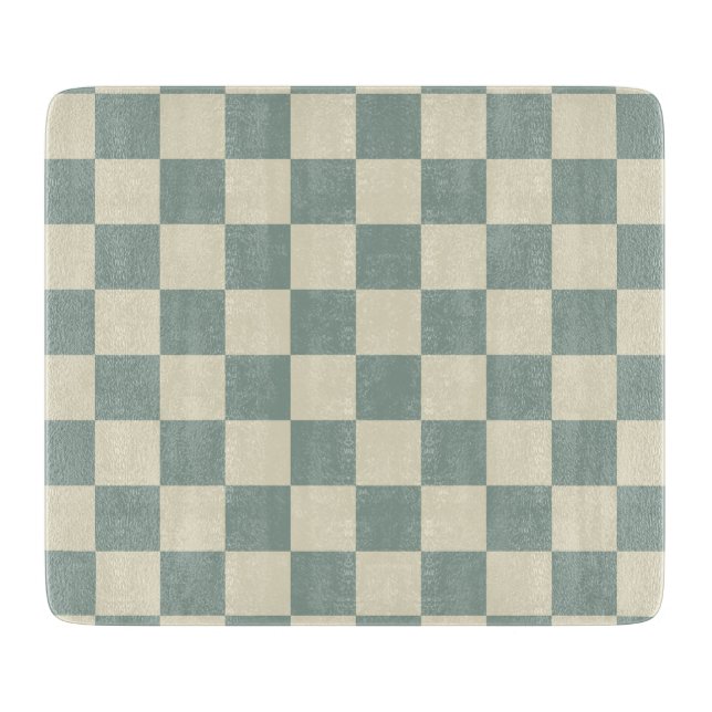 Tabla De Cortar Tablero de ajedrez verde y amarillo pálido (Anverso)