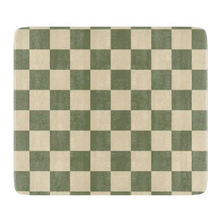 Tabla De Cortar Tablero de ajedrez verde y beige claro