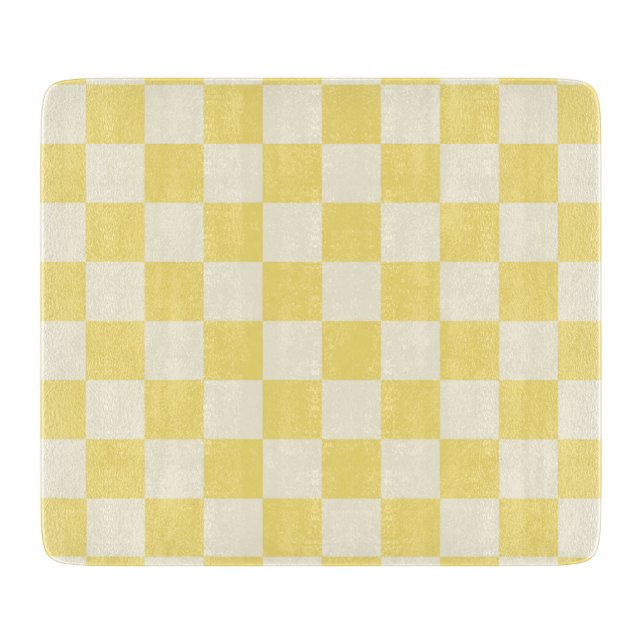 Tabla De Cortar Tablero de cheques amarillo (Anverso)