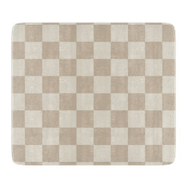 Tabla De Cortar Tablero de cheques de color marrón y beige