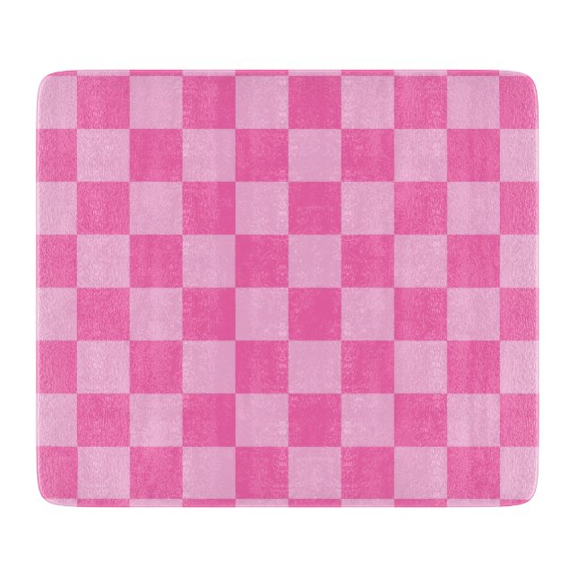 Tabla De Cortar Tablero de cheques rosa caliente (Anverso)