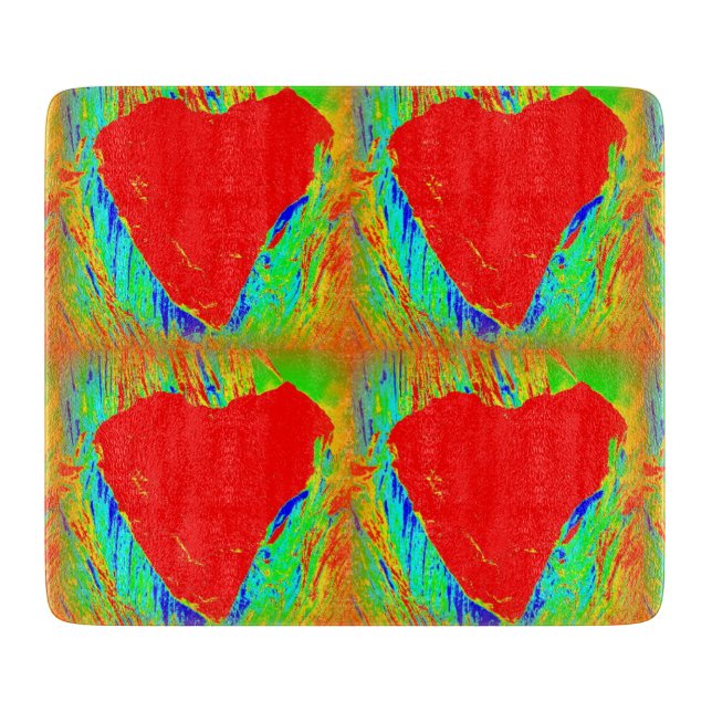 Tabla De Cortar tablero de corte abstracto de corazones rojos (Anverso)