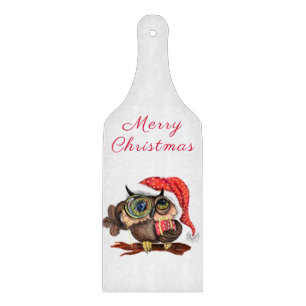Tabla De Cortar Tablero de corte de búho de Navidades pequeños