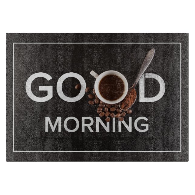 Tabla De Cortar Tablero de corte de Café Buenos días (Anverso)
