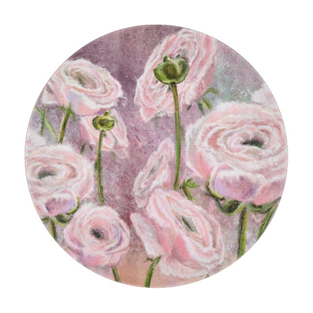 Tabla De Cortar Tablero de corte de rosas rosadas (Anverso)
