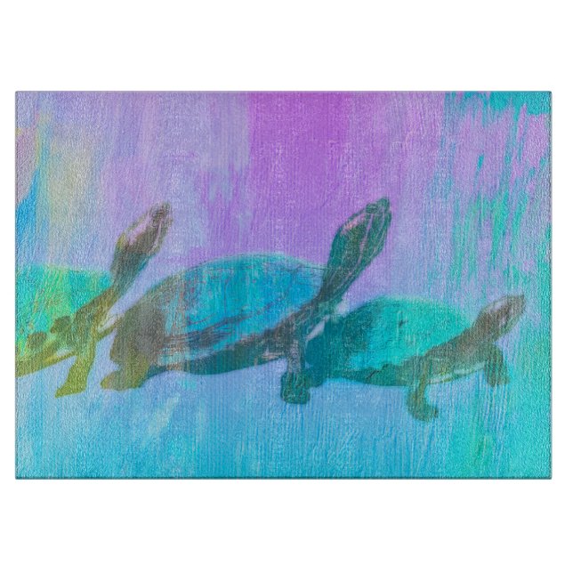 Tabla De Cortar Tablero de corte de tortugas neón (Anverso)