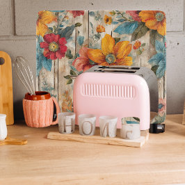 Tabla De Cortar Tablero de corte de vidrio de flor de color rústic