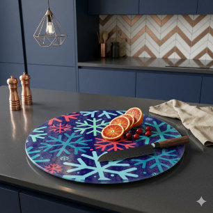 Tabla De Cortar Tablero de corte de vidrio de nevada de medianoche